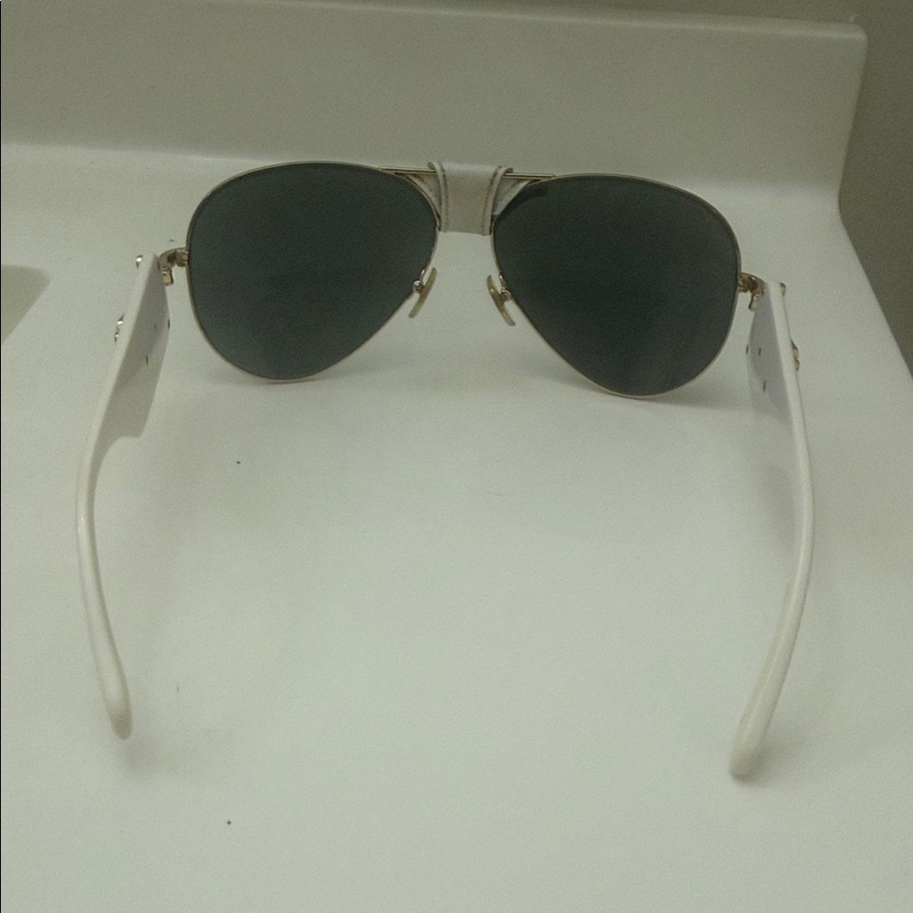 Versace Aviator Sunglasses with White Bridge and Gold Trim - Picture 3 of 5